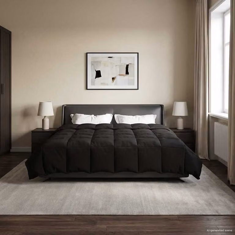 Piumone Completo Annuale 4 Stagioni vidaXL in Microfibra Reversibile e Traspirante, Nero, 260 x 220 cm
