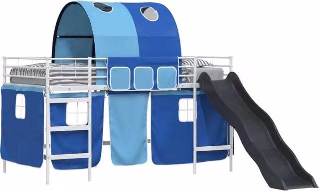 Struttura del letto loft per Bambini | Letto Infantile | Lettino Bianco e Blu 107 x 200 cm