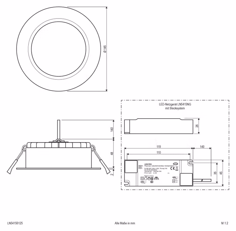 Faretto da incasso a LED IP54 CCT, 15 W, bianco 230 V, angolo di emissione < 90°, LN54150125