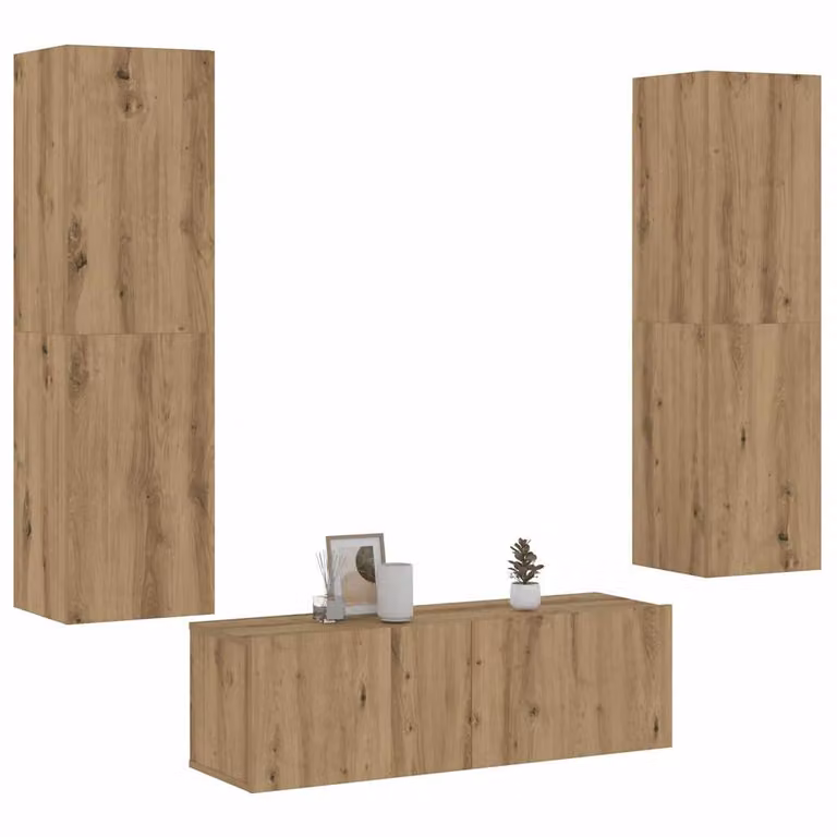 Set di 3 Mobili TV da Parete vidaXL in Legno Rovere Marrone Opaco