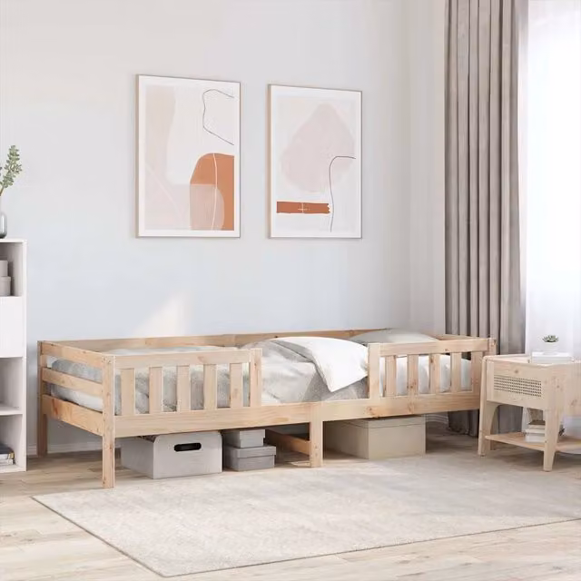 Letto singolo senza materasso vidaXL in legno massello di pino non trattato L/P/H: 205.5 x 90 x 95.5 cm – 1