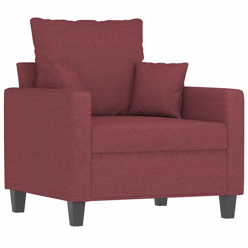 Poltrona moderna vidaXL in tessuto rosso con struttura in metallo e braccioli – 2