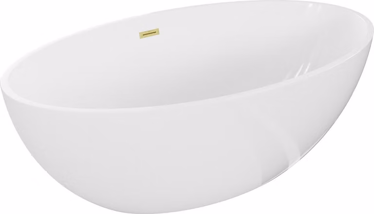 Mexen Nike vasca da bagno autoportante 175 x 100 cm, bianca, troppo pieno oro spazzolato - 54071751000-55