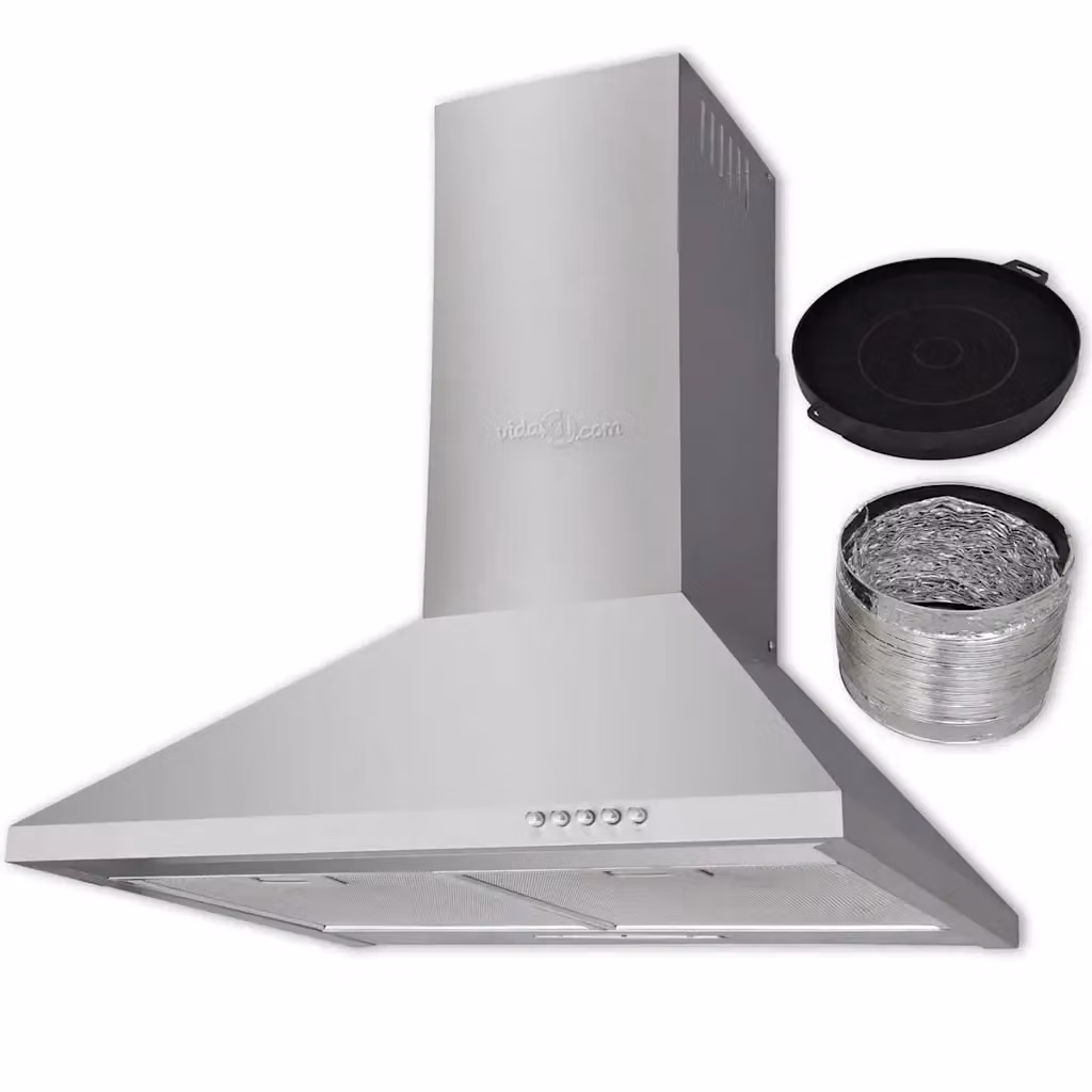Cappa da cucina a parete vidaXL in acciaio inossidabile color argento con modalità aspirazione o ricircolo con filtro a carboni attivi L: 60 cm, P: 55 cm, H: 47 cm – 2