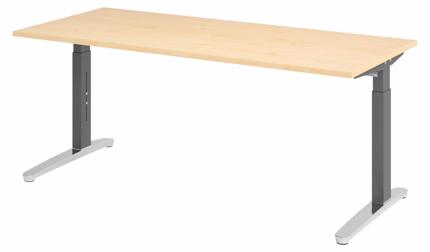 Scrivania bümö Serie XB - Decorazione: acero, dimensioni: 180 x 80 cm, struttura: grafite/alluminio lucido