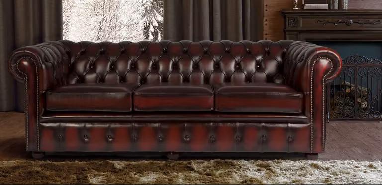 Chesterfield Design Luxus Polster Sofa Couch Sitz Garnitur Leder #147
