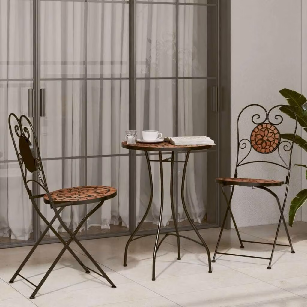 Maison Exclusive - Set da bistrot a mosaico in terracotta, ferro e ceramica