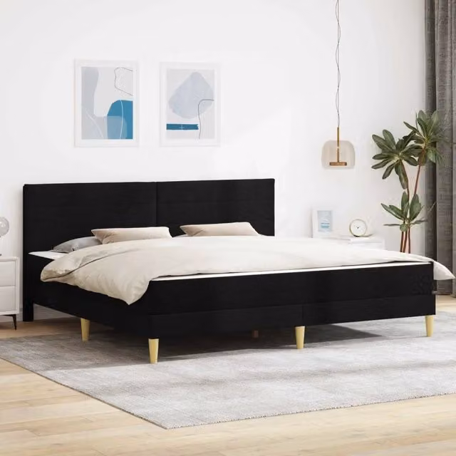 Struttura letto moderno vidaXL in tessuto nero con doghe in legno L/P/H: 206 x 180 x 184 cm