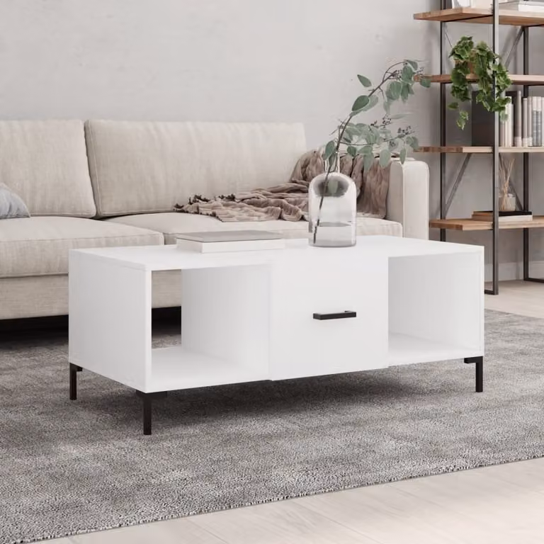 Tavolino The Living Store bianco 102x50x40 cm in materiale ligneo