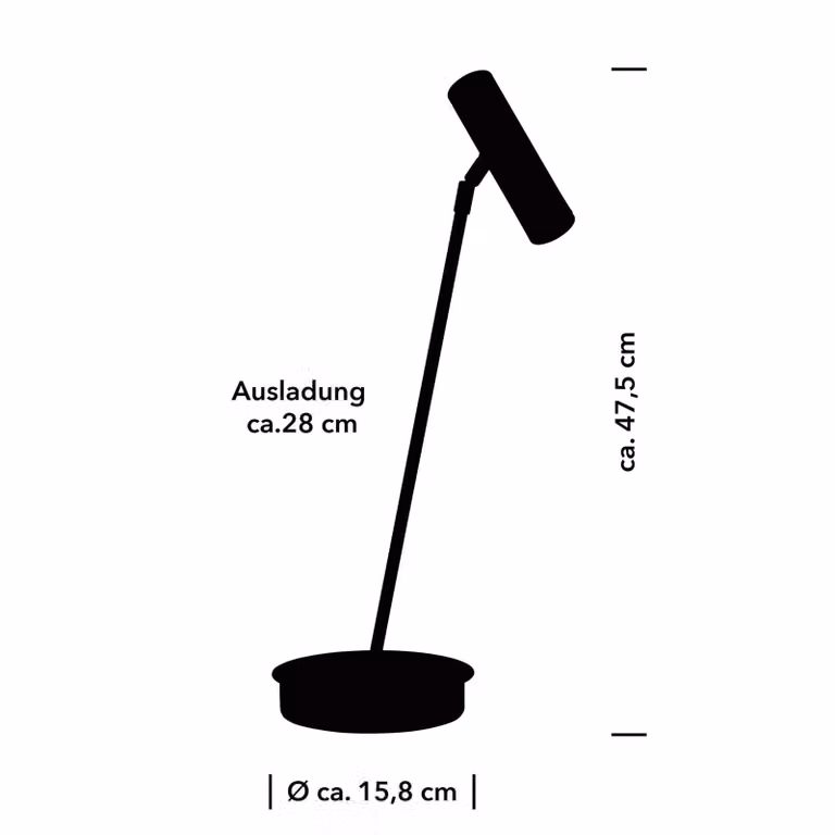 HELL Lampada da tavolo a LED Tom Pro, dimmerabile, Nero, Soggiorno / Sala da pranzo, Metallo, Moderno, Lampada da tavolo LED