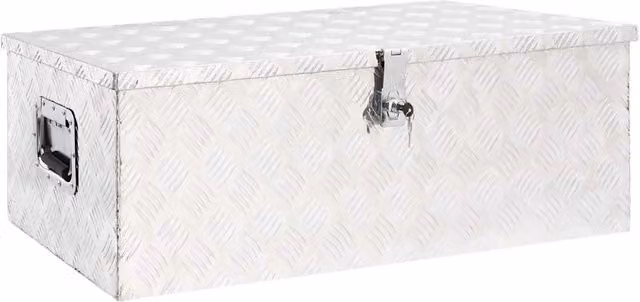 Contenitore Portaoggetti in Alluminio e Acciaio Inox Argento DESIGN IN L/P/H: 90 x 47 x 33,5 cm CFW6306599