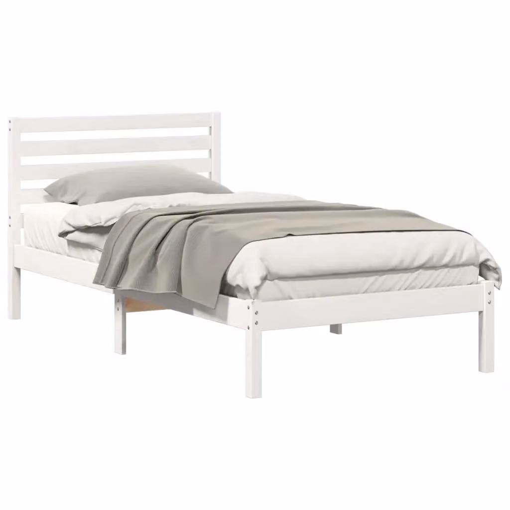 Struttura letto con giroletto e rete in pino massello bianco L 200 x L 80 cm – 2
