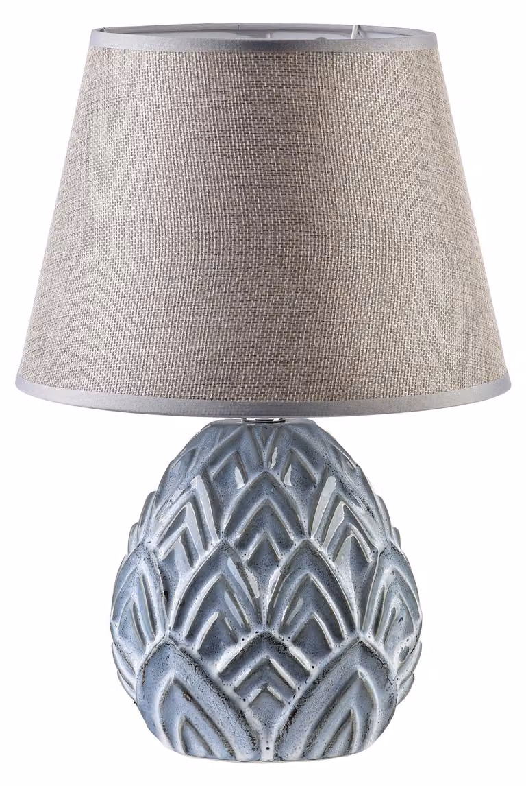 Lampada da tavolo in Vetroceramica Mondex LETI WOOD 13,5x9x33 cm blu/beige 1 pezzo
