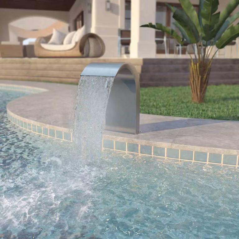 vidaXL Fontana per Piscina in Acciaio Inossidabile e PVC, Argento, L 45 cm x P 30 cm x H 65 cm