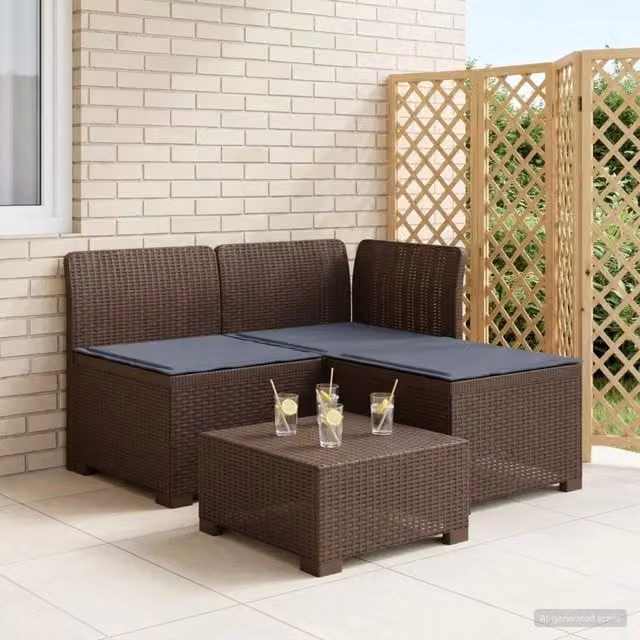 Divano da esterno-Divano da Giardino 3 posti con cuscini in look rattan PP 764080