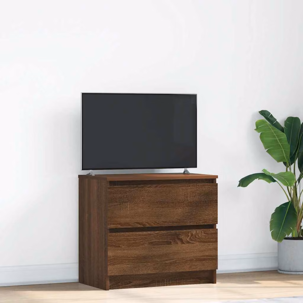Mobile TV vidaXL in legno multistrato marrone con ruote L 60 cm, P 35 cm, H 54 cm