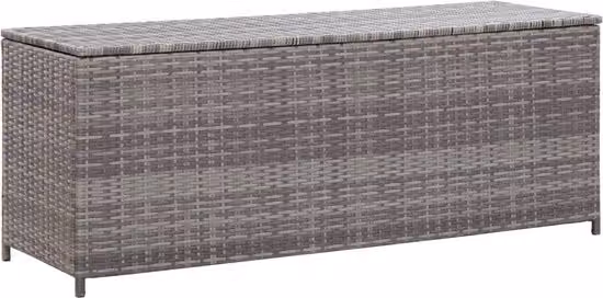 vidaXL Scatola portaoggetti da giardino Scatola portaoggetti da giardino Scatola portaoggetti da giardino Grigio 120 x 50 x 60 cm Poly Rattan