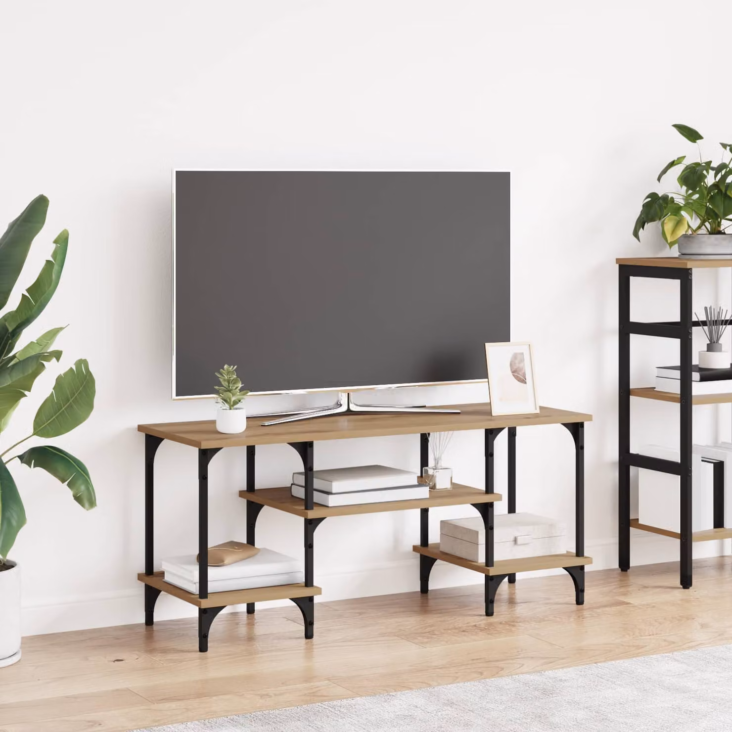 Mobile TV vidaXL in stile rustico Rovere artigianale, L 102 cm x P 35 cm x H 45,5 cm