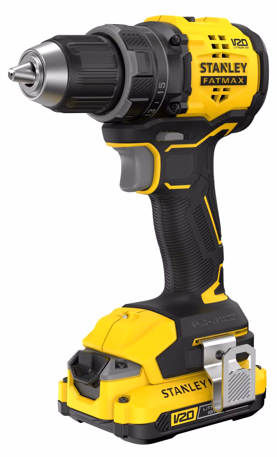 Stanley SFMCD714D2T-QW, avvitatore elettrico, impugnatura a pistola, mandrino a cambio rapido, nero, giallo, senza spazzole, 1900 giri/min