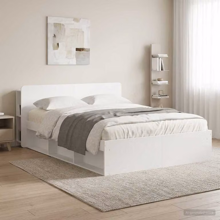 Testata del letto con scaffali integrati vidaXL in legno ingegnerizzato Bianco, L: 182,5 cm, H: 60 cm, P: 47 cm