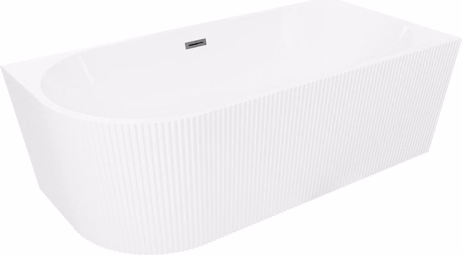 Mexen Silo vasca da bagno angolare destra scanalata 170 x 80 cm, bianca, troppo pieno grigio gun spazzolato - 52891708000P-66