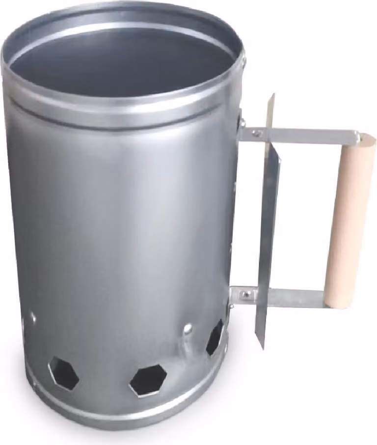 Accendino per barbecue per carbonella e bricchette Accendifuoco manico in legno con scudo termico diametro 16 cm