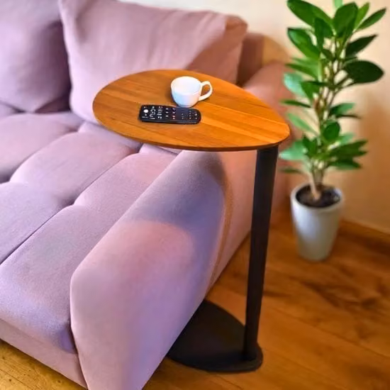 Tavolo supplementare regolabile in altezza – tavolo da caffè, tavolo salotto, comodino, tavolo da letto, tavolo da laptop, tavolo da giardino, tavolo da balcone, telaio in metallo/aluminium, piano in legno.