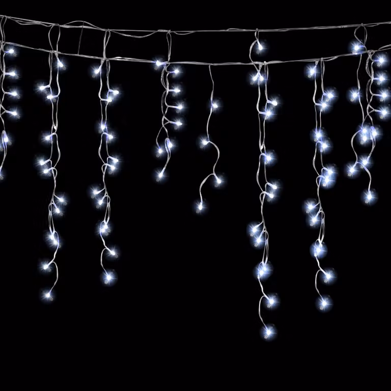 Jayseuw 15M LED pioggia di ghiaccio fata luci indoor luce bianca fredda tenda 600 LED ghiaccioli luci di Natale 8 modalità decorazione di Natale giardino festa