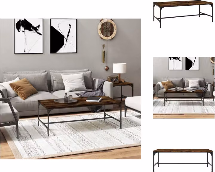 vidaXL Tavolino in rovere affumicato 100x50x35 cm materiale a base di legno - Tavolini da caffè