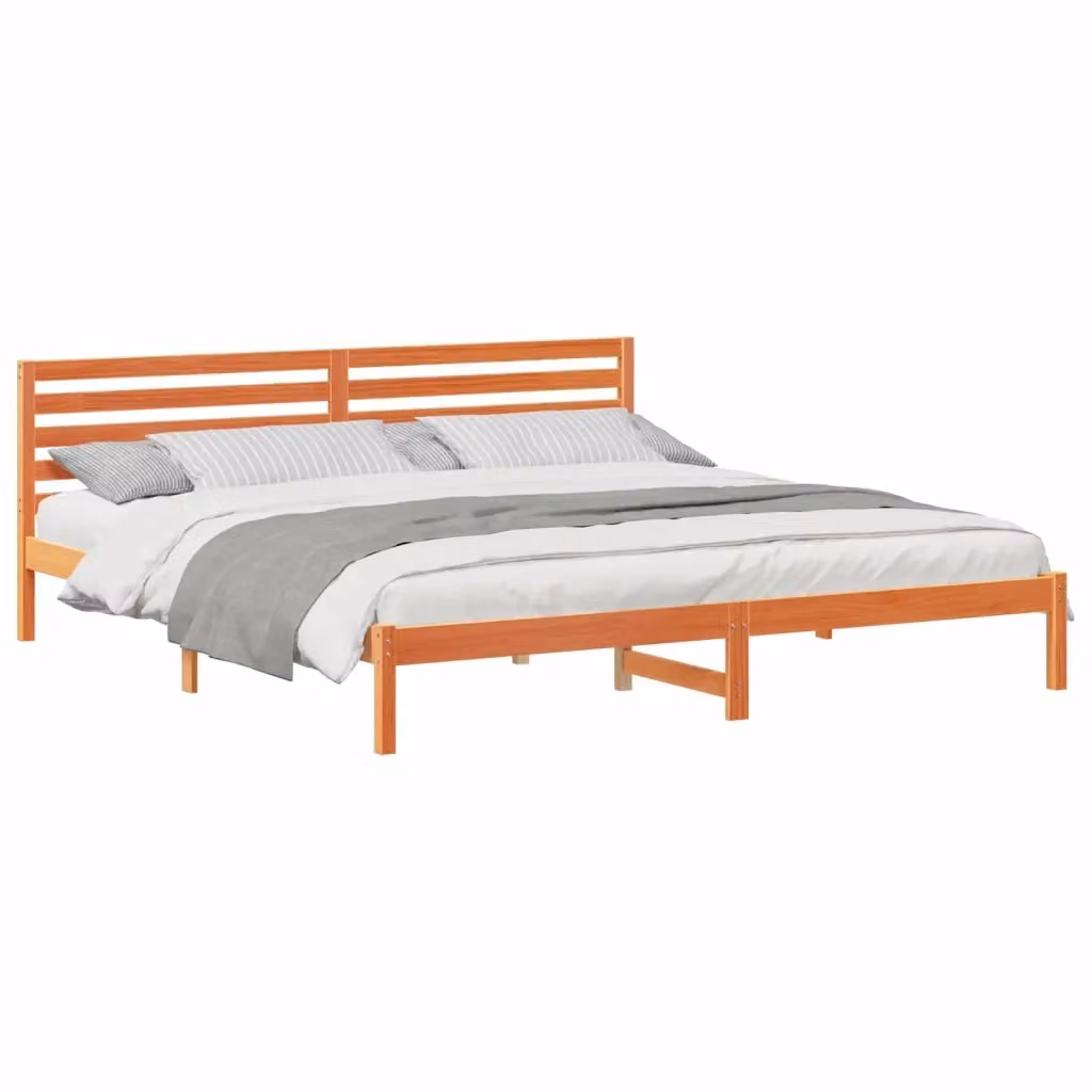 Struttura del letto in pino massello vidaXL, colore marrone cerato, L/P/H: 200 x 220 cm – 2