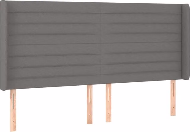 Testata del letto ad orecchio in tessuto grigio scuro L: 163 cm, P: 16 cm, H: 118-128 cm