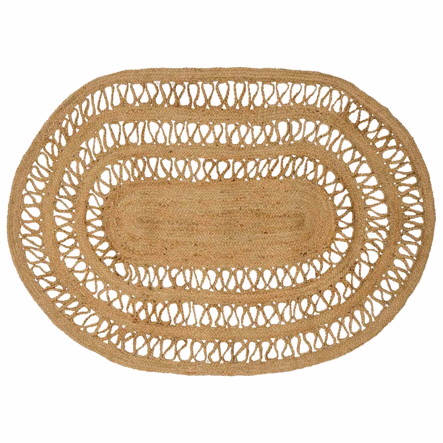 Tappeto da area rettangolare in juta vidaXL, stile moderno e intrecciato, beige e marrone, L: 100 cm, P: 152 cm