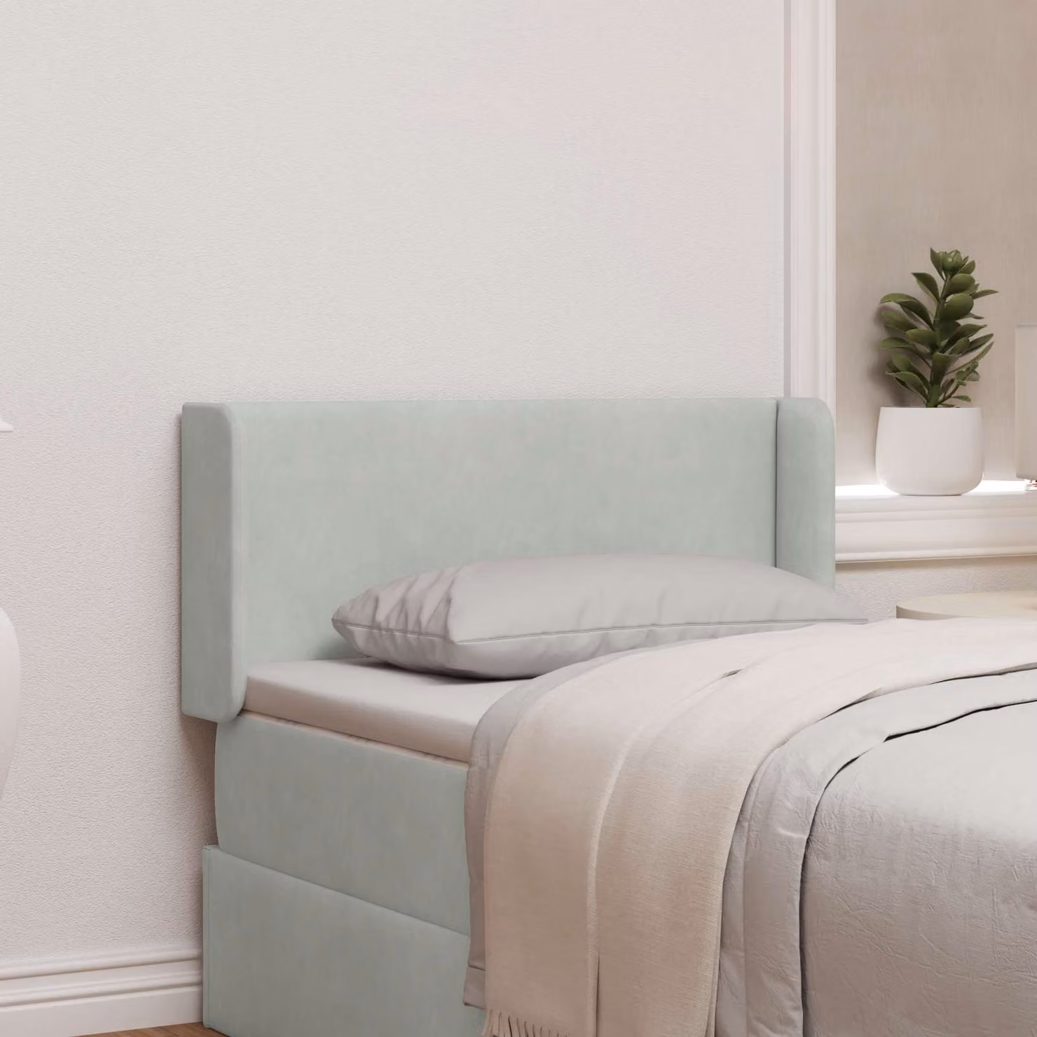 Testata del letto con orecchie in velluto grigio chiaro vidaXL