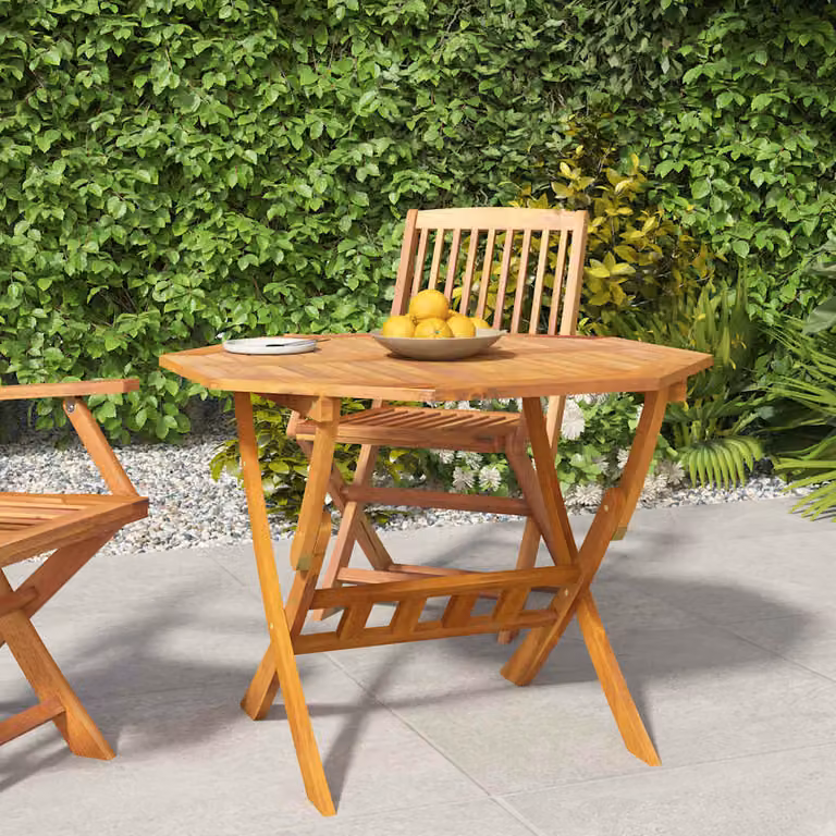 vidaXL Tavolo da Giardino Pieghevole in Legno di Acacia Marrone L: 90 cm, P: 75 cm