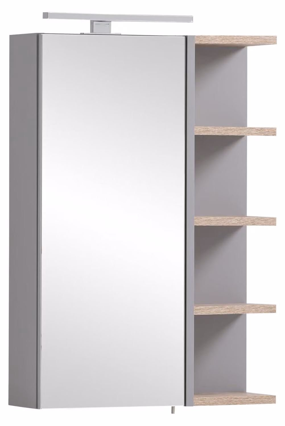 Specchio con illuminazione a LED, colore grigio platino, dimensioni 49,7 x 16 x 74,4 cm