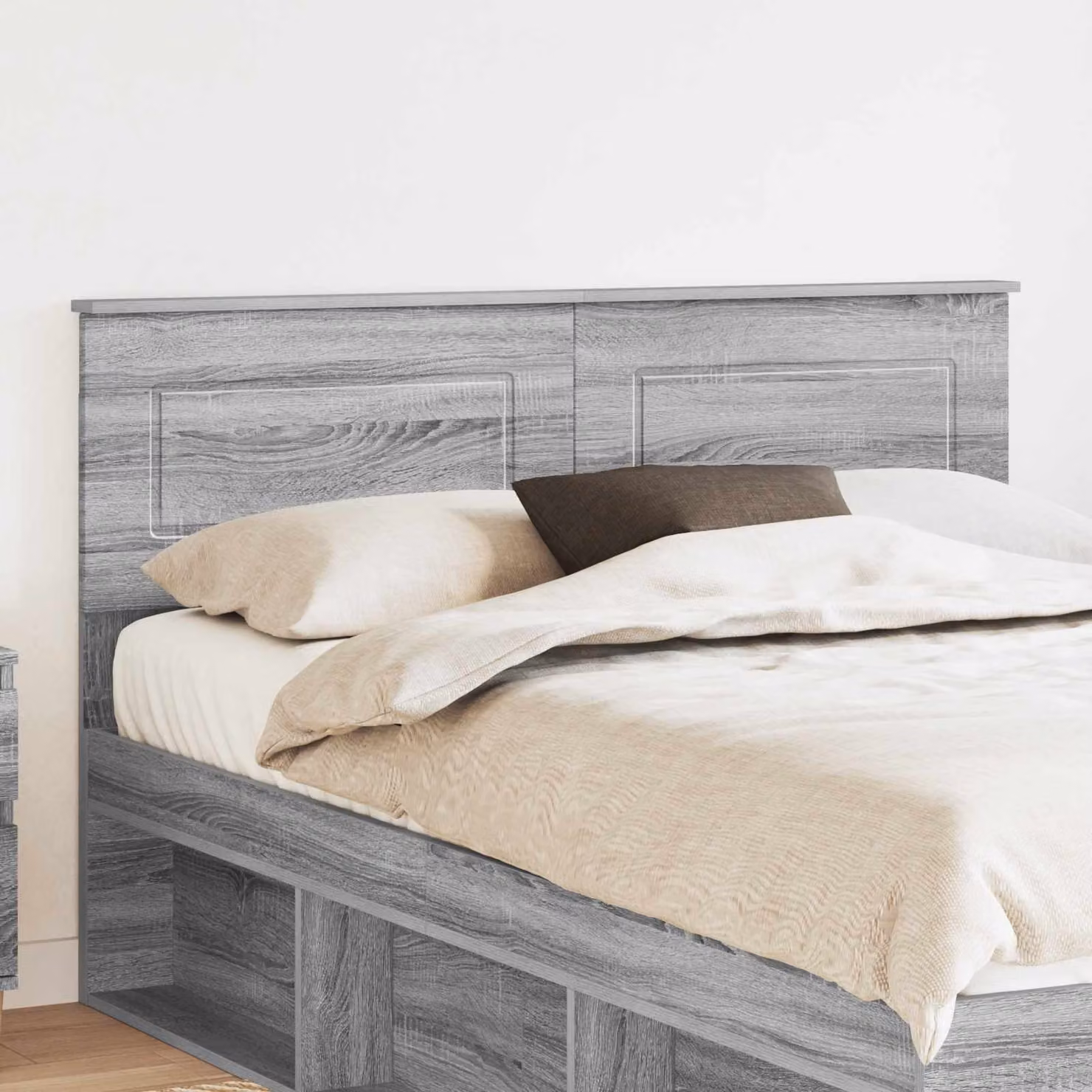 Testiera per letto moderna vidaXL in legno ingegnerizzato grigio