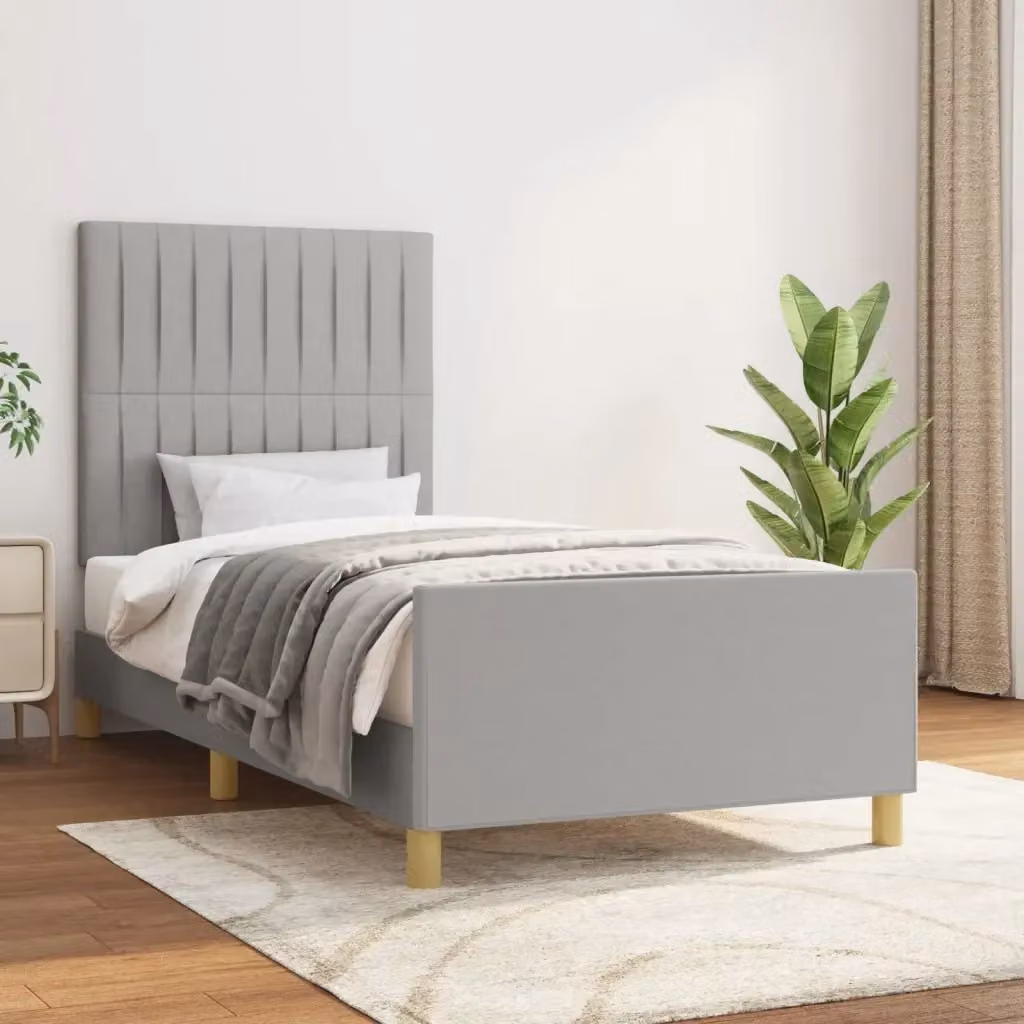 Letto singolo per adulti DESIGN IN in tessuto grigio con struttura in legno di larice e doghe fisse L/P/H: 203 x 93 x 128 cm – 2