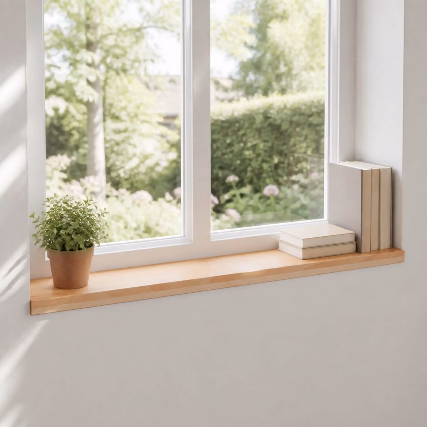 Set di 2 soglie per finestre vidaXL in legno, colore naturale beige o marrone, L 90 x P 20 x H 2 cm