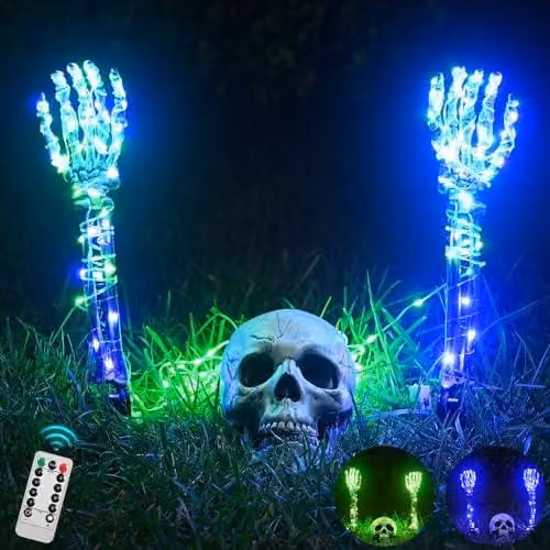 Set scheletro-teschio con catena luminosa, 3 metri, telecomando, 8+3 modalità