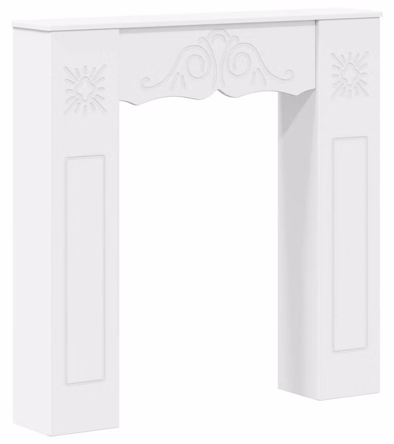 Cornice per camino, bianca, 102 x 20 x 102 cm, realizzata in materiale composito di legno