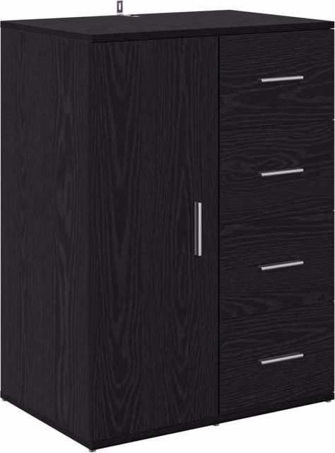 Credenza Buffet da pranzo in legno multistrato Rovere e Nero L 59 cm, P 39 cm, H 80 cm – 1