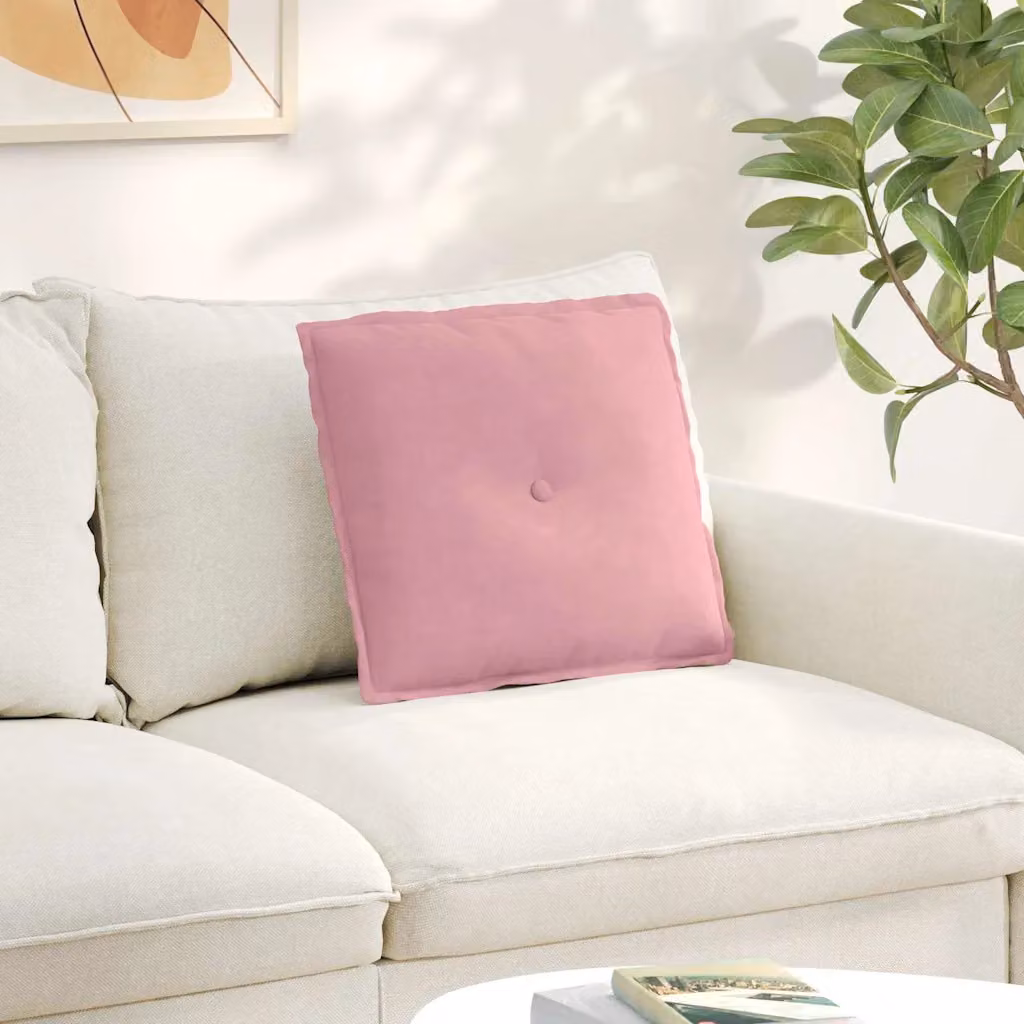 vidaXL Cuscino per Schiena Rosa in Tessuto di Velluto a Costine con Rivestimento Rimovibile L: 50 cm, P: 45 cm