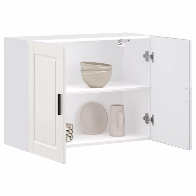 Pensile da cucina moderno vidaXL bianco lucido in legno e MDF con ante a battente e ripiani interni L 80 cm, H 60 cm, P 31 cm