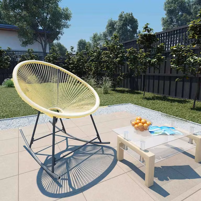 Sedia Acapulco vidaXL per giardino e terrazza in rattan beige con struttura in acciaio verniciato