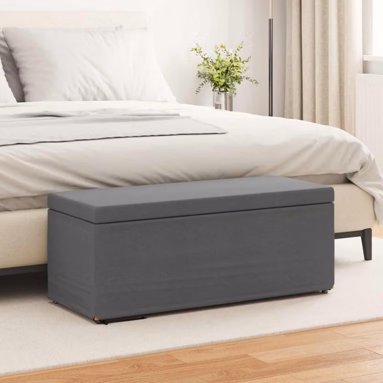 Pouf moderno vidaXL in tessuto grigio con struttura in legno L: 101 cm, P: 41 cm, H: 40 cm