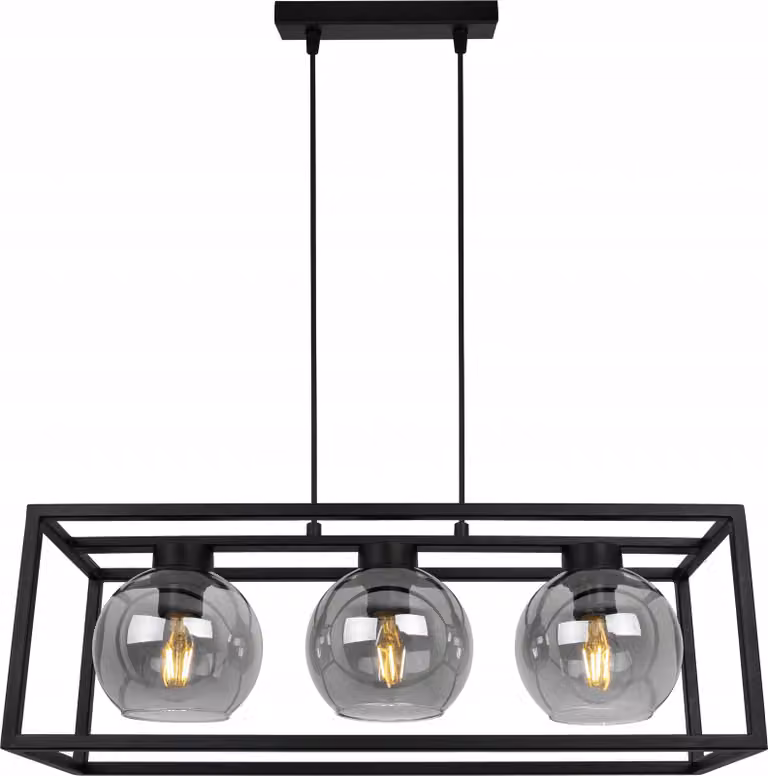 Haga Cage lampada a sospensione - Lampada da soffitto per soggiorno, camera da letto e sala da pranzo - Lampada a sospensione in metallo e vetro - E27 - Grafite - 3 luci