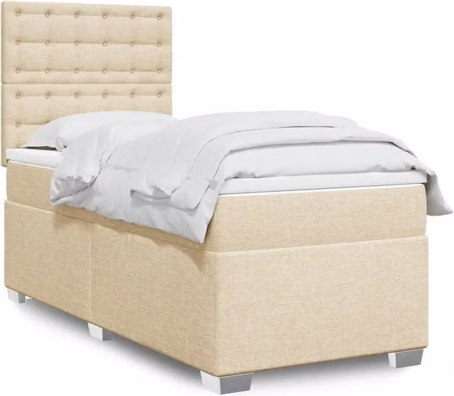 Letto Ibrido con Materasso vidaXL in Tessuto Beige e Bianco, L 80 cm x P 200 cm