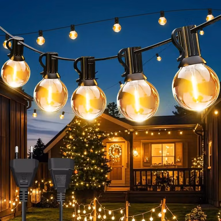 Catena luminosa a LED con lampadine a forma di sfera G40 - Illuminazione per esterni - 9 metri - 30 lampadine a LED - Grado di protezione IP44 - Estendibile - Spina di tipo EU