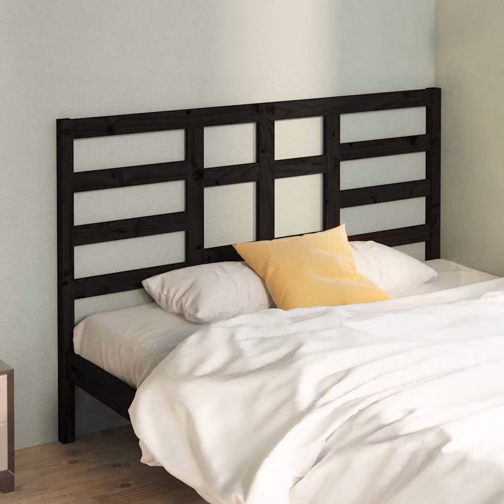 Testiera per letto vidaXL in legno massello di pino nero, stile rustico, L: 156 cm, P: 4 cm, H: 104 cm