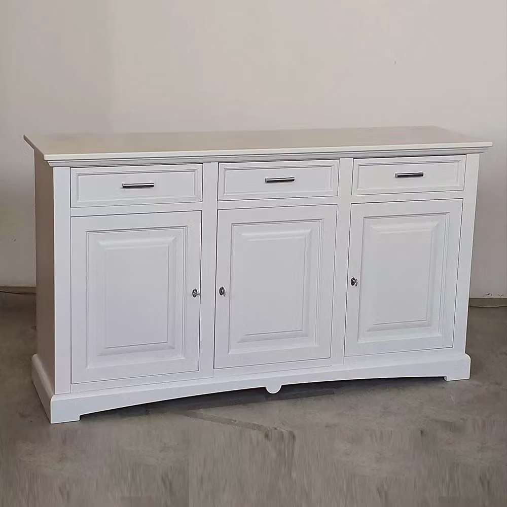 Madia credenza shabby chic con 3 porte in legno bianco Mobili 2G L: 170 cm, P: 46 cm, H: 96 cm – 2